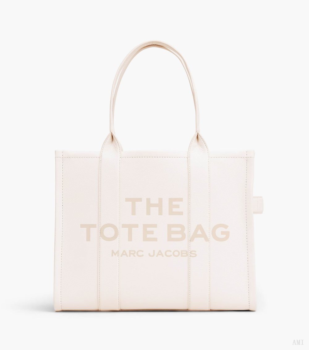 The Leather Large Tote Bag - Cotton/Silver