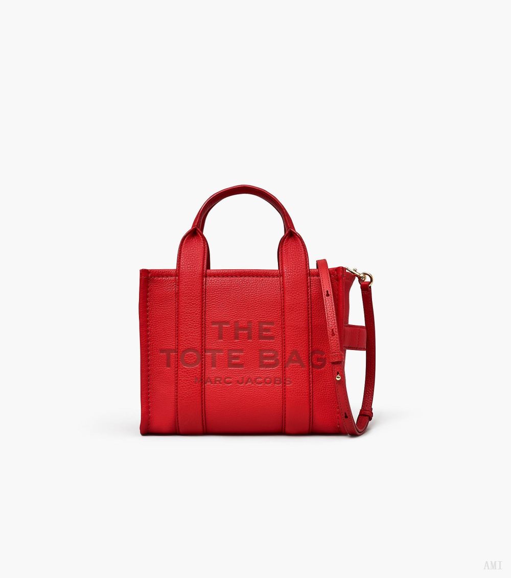 The Leather Small Tote Bag - True Red