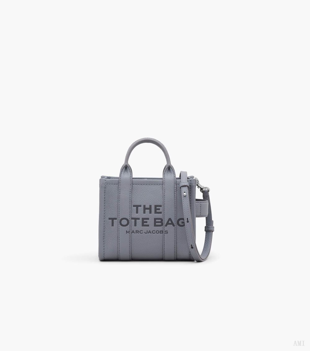 The Leather Mini Tote Bag - Wolf Grey