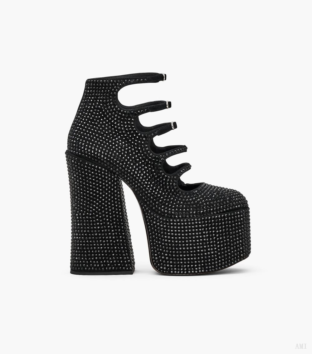 The Rhinestone Kiki Ankle Boot - Black/Black