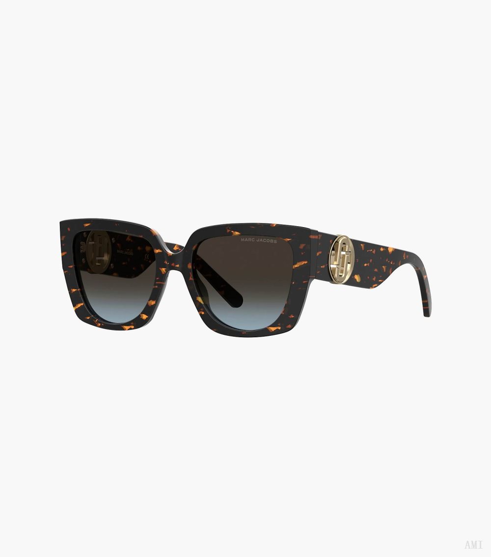 The J Marc Square Cutout Sunglasses - Havana