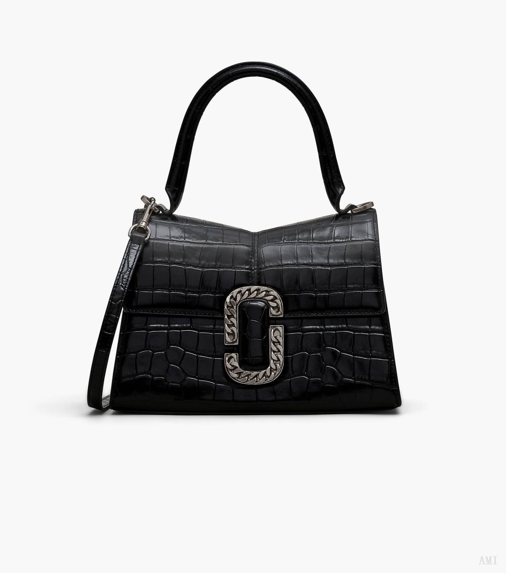 The Croc-Embossed St. Marc Top Handle - Black