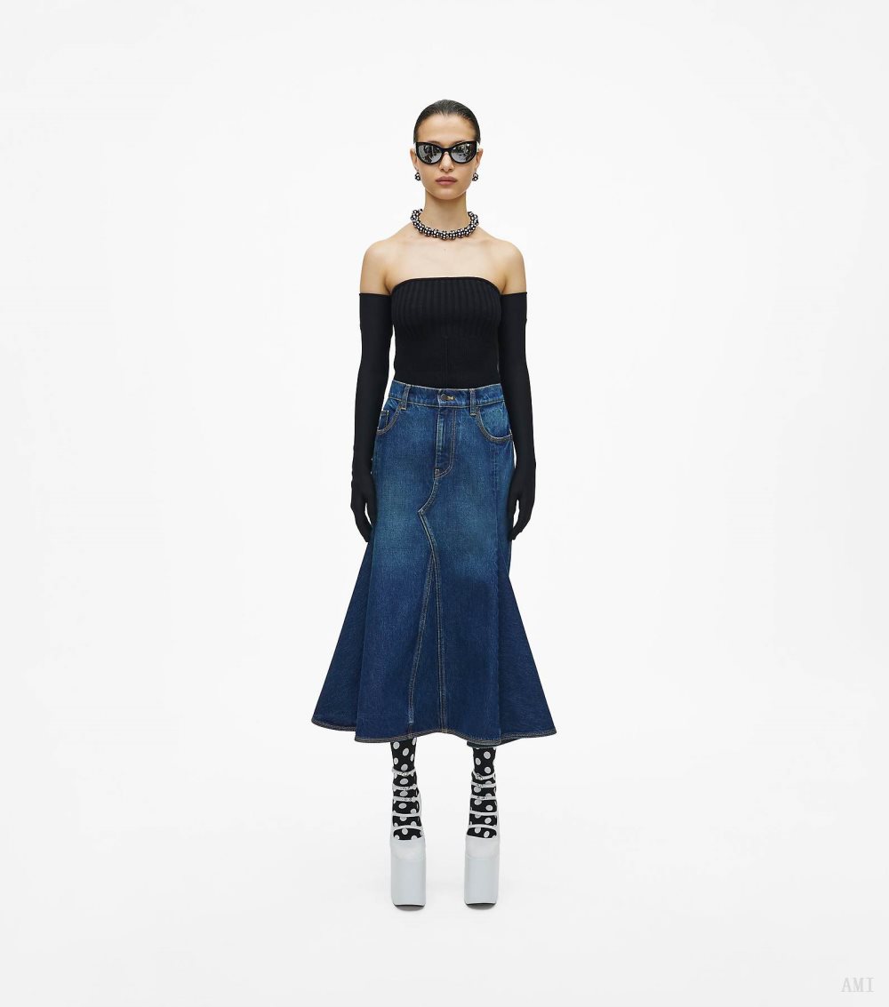 The Paneled Skirt - Future Indigo