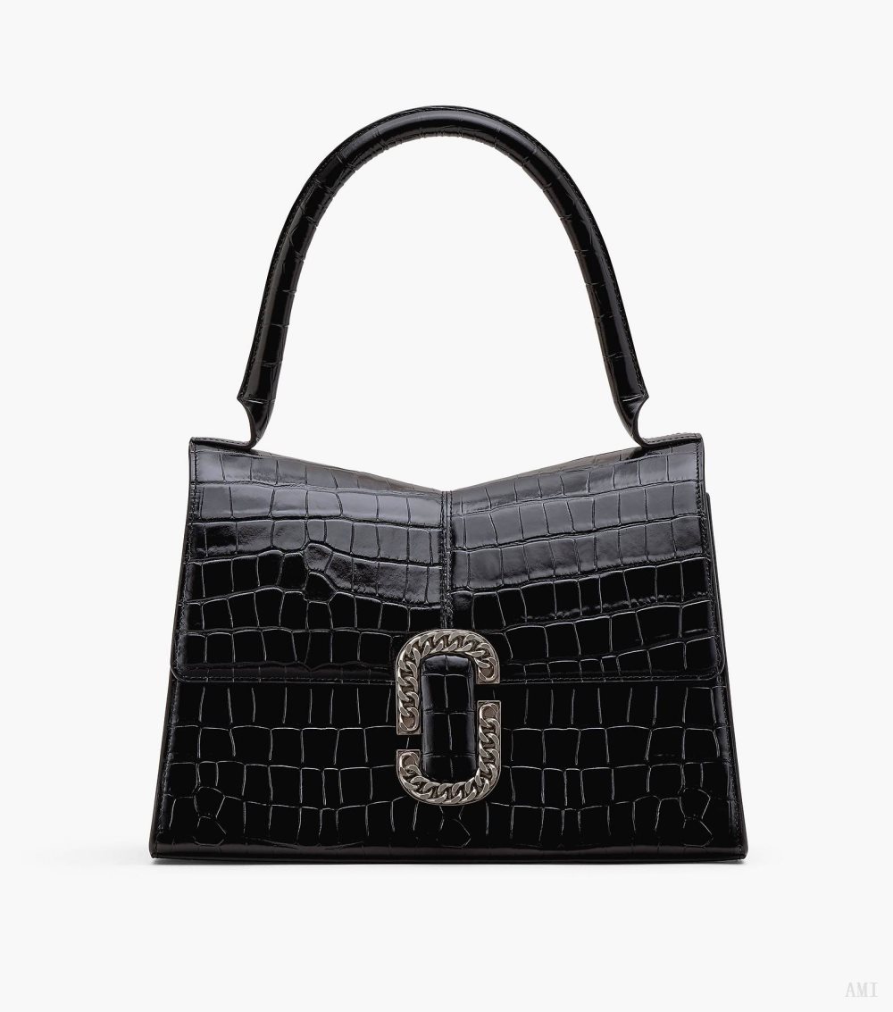 The Croc-Embossed St. Marc Large Top Handle - Black