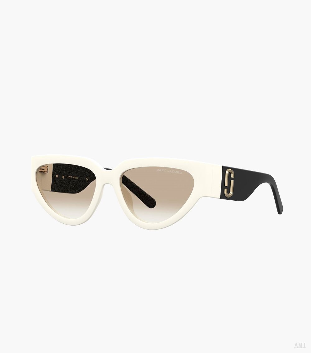 The J Marc Cat Eye Sunglasses - White/Black