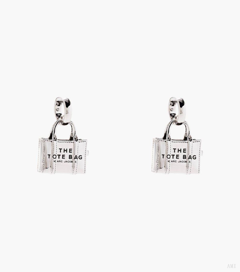 The Tote Bag Charm Earrings - Light Antique Silver
