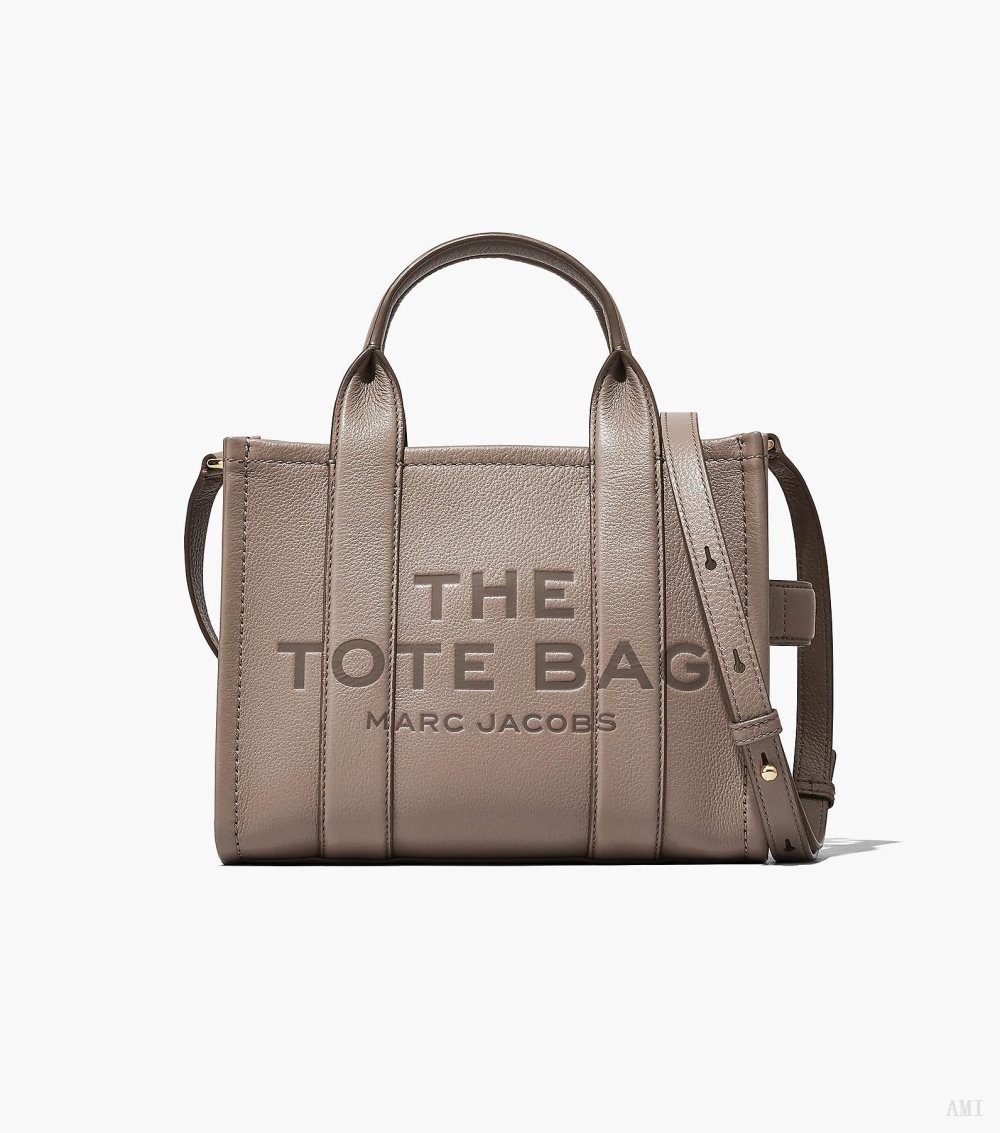 The Leather Medium Tote Bag - Cement