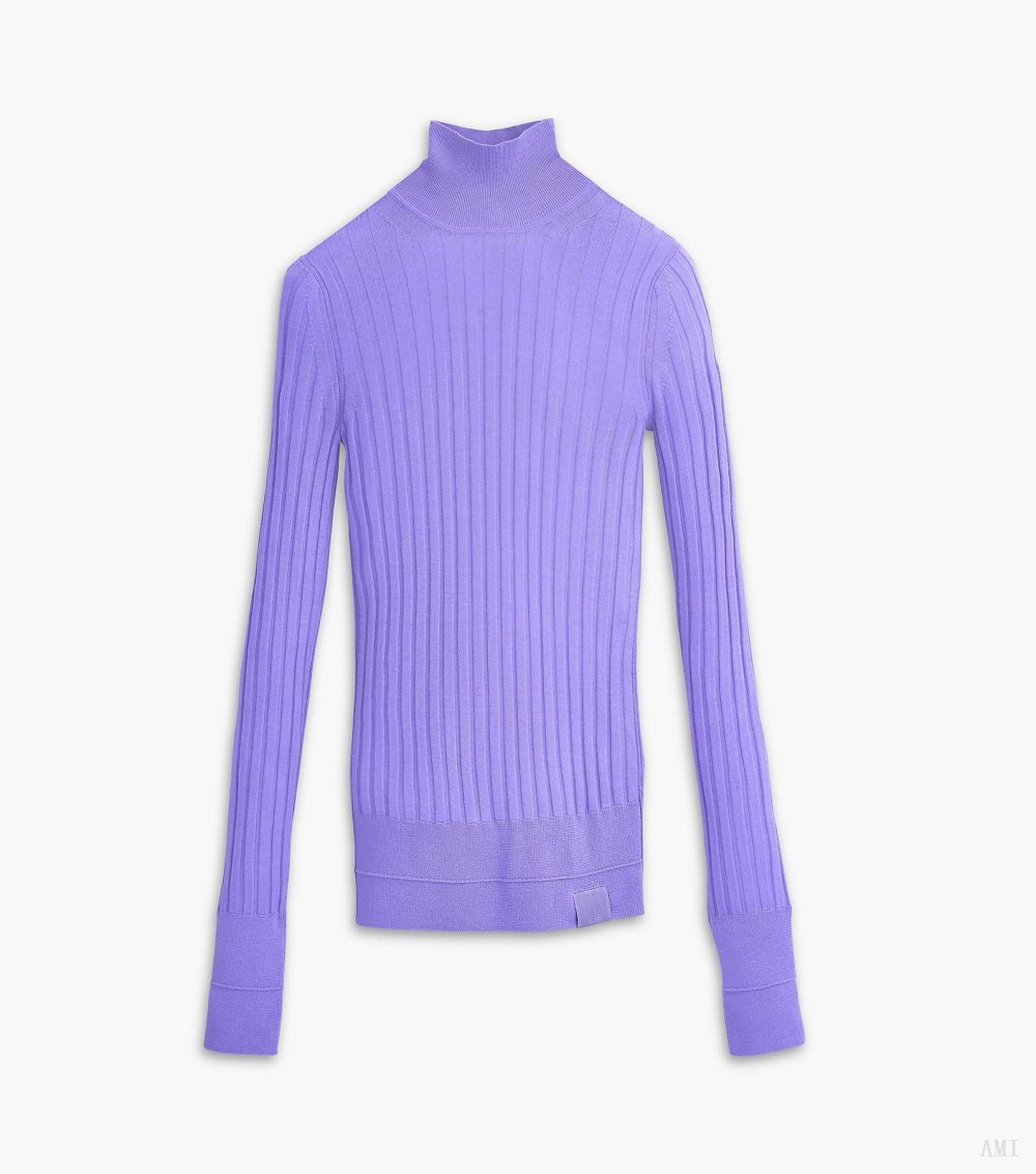 The Lightweight Ribbed Turtleneck - Lavender