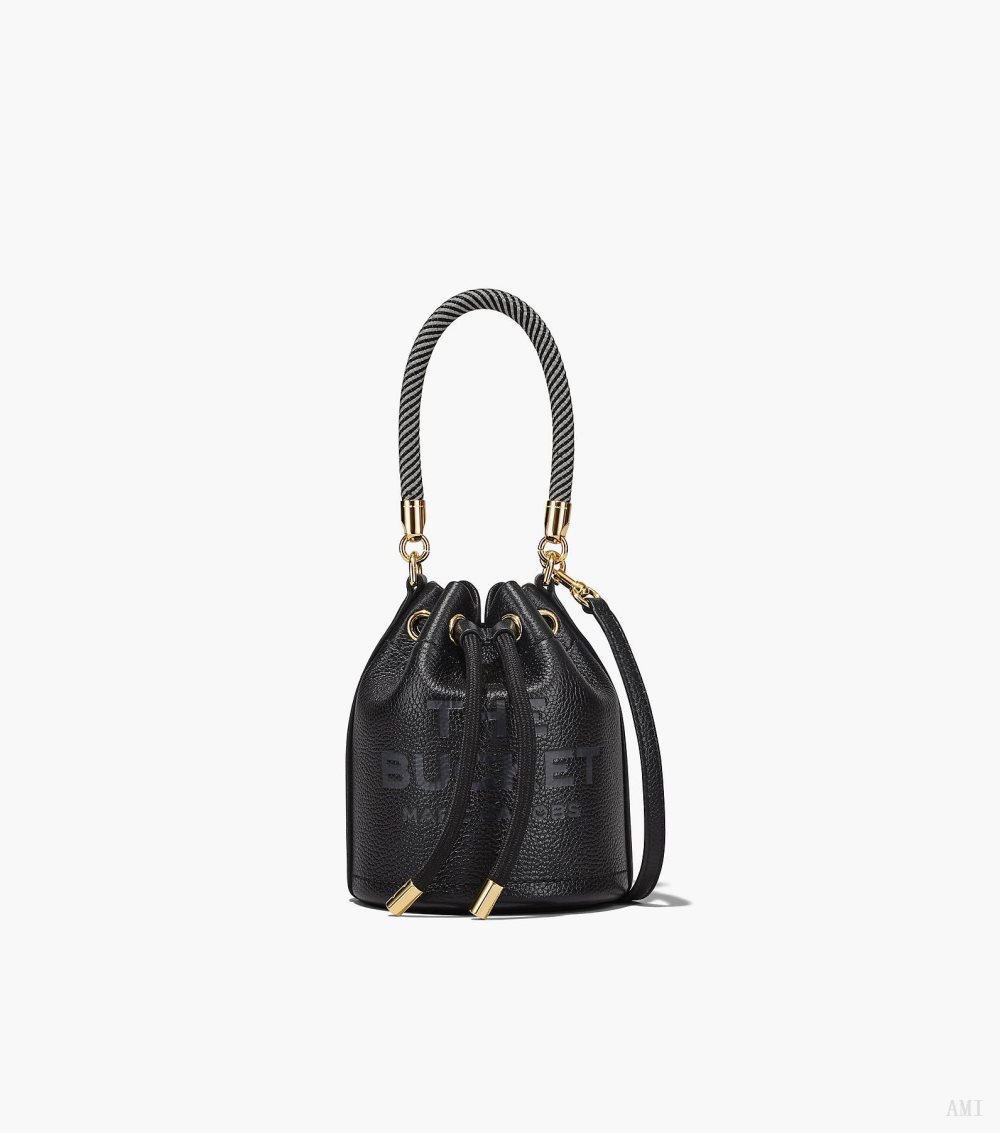 The Leather Mini Bucket Bag - Black