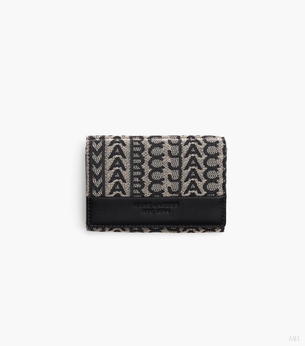 The Monogram Jacquard Trifold Wallet - Beige Multi