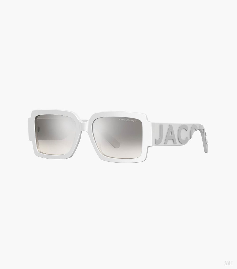 The Square Mirrored Sunglasses - White/Grey