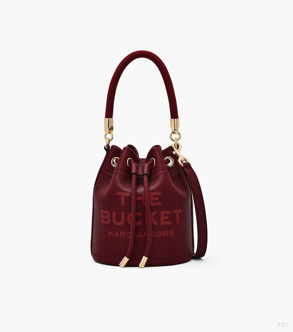 The Leather Bucket Bag - Cherry
