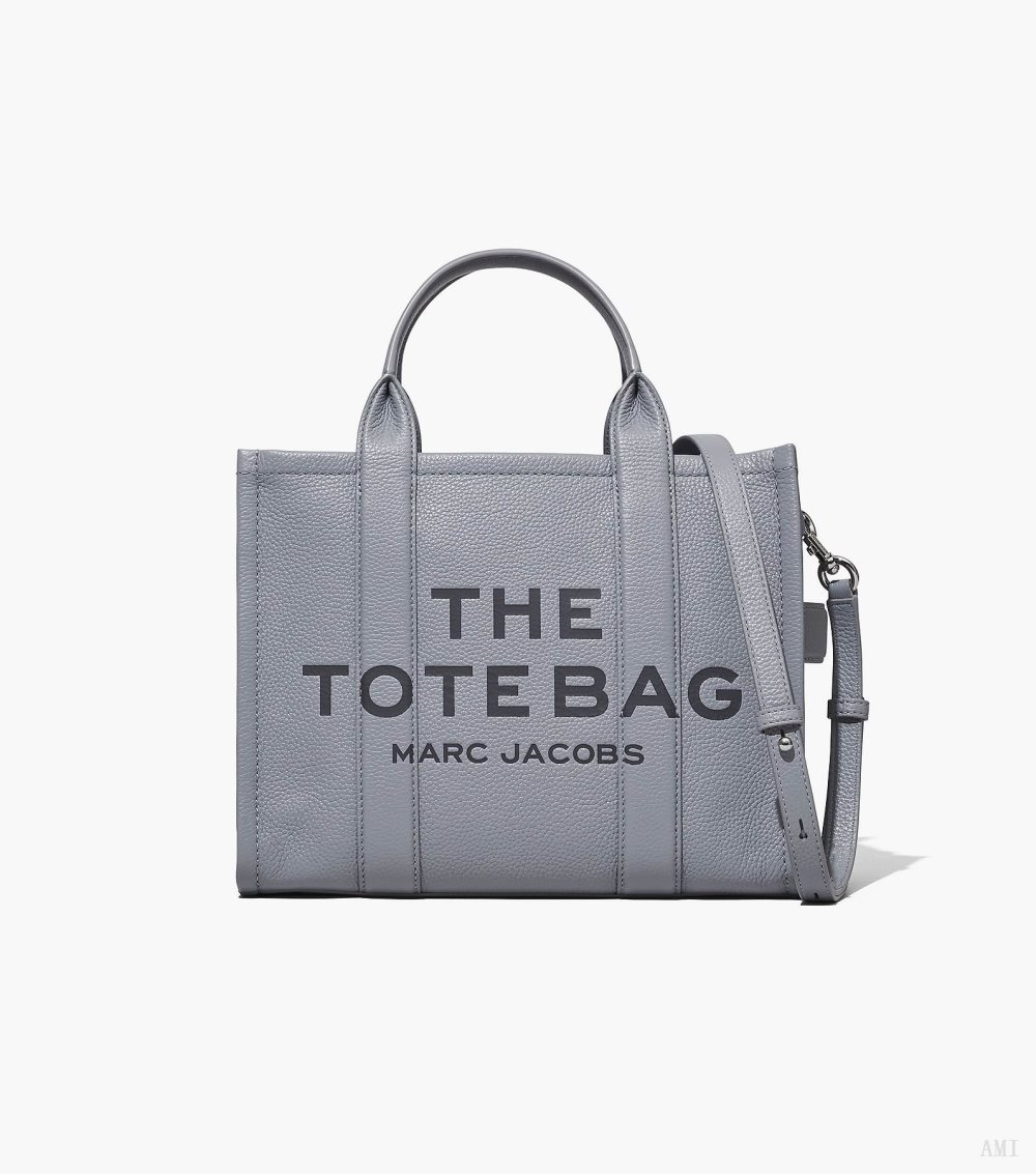 The Leather Medium Tote Bag - Wolf Grey