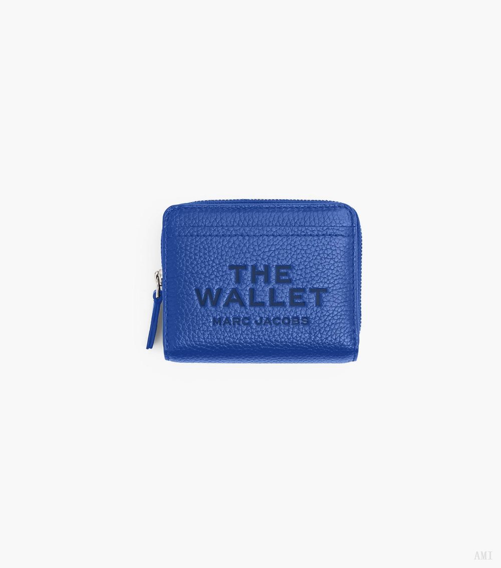 The Leather Mini Compact Wallet - Cobalt