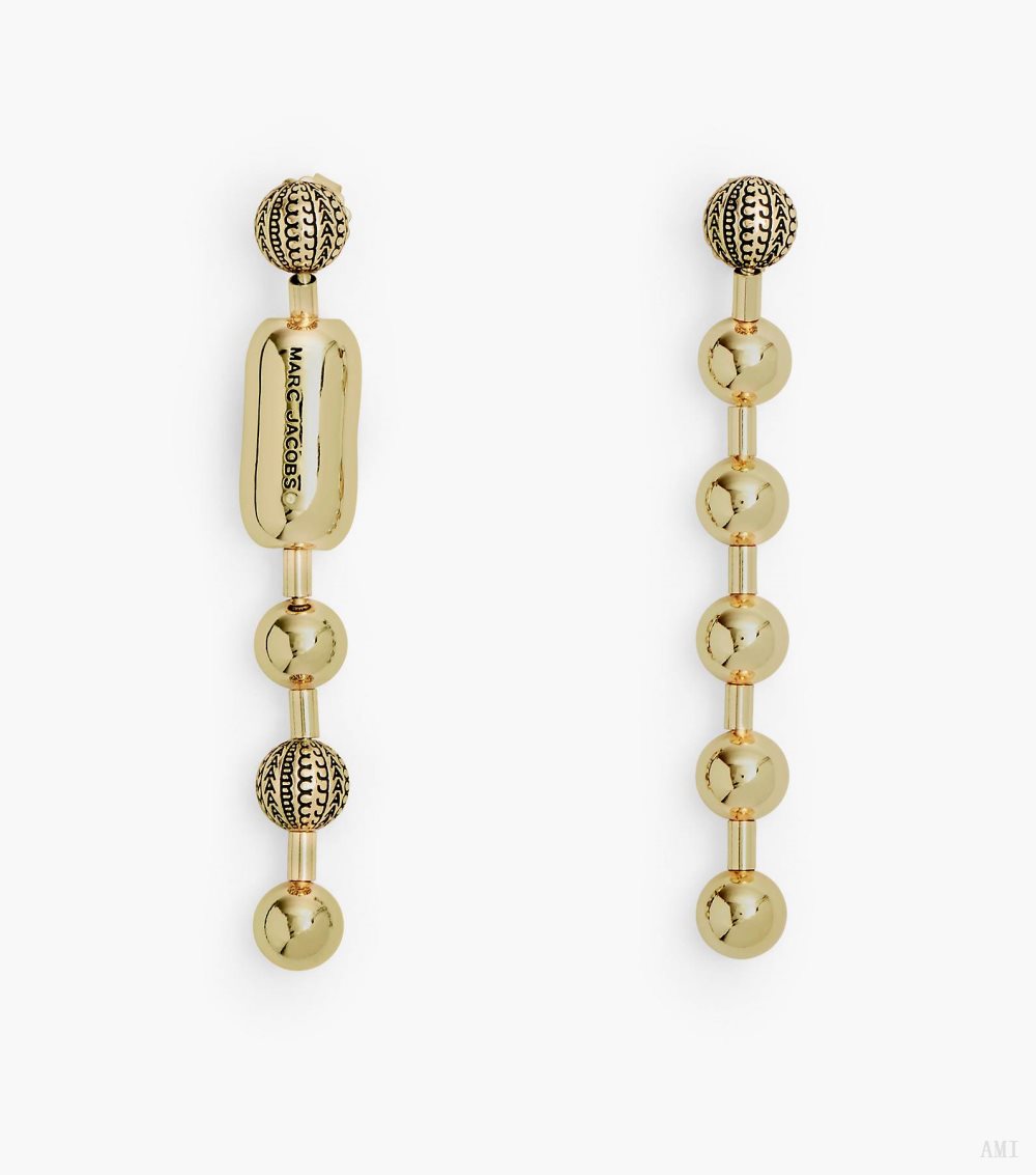 The Monogram Ball Chain Earrings - Light Antique Gold