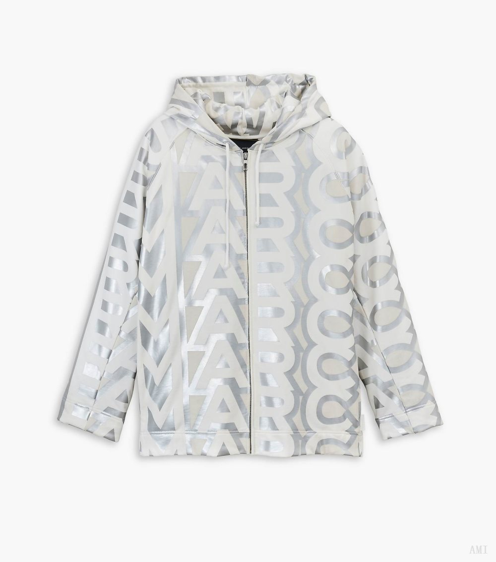 The Monogram Zip Hoodie - Silver/Bright White