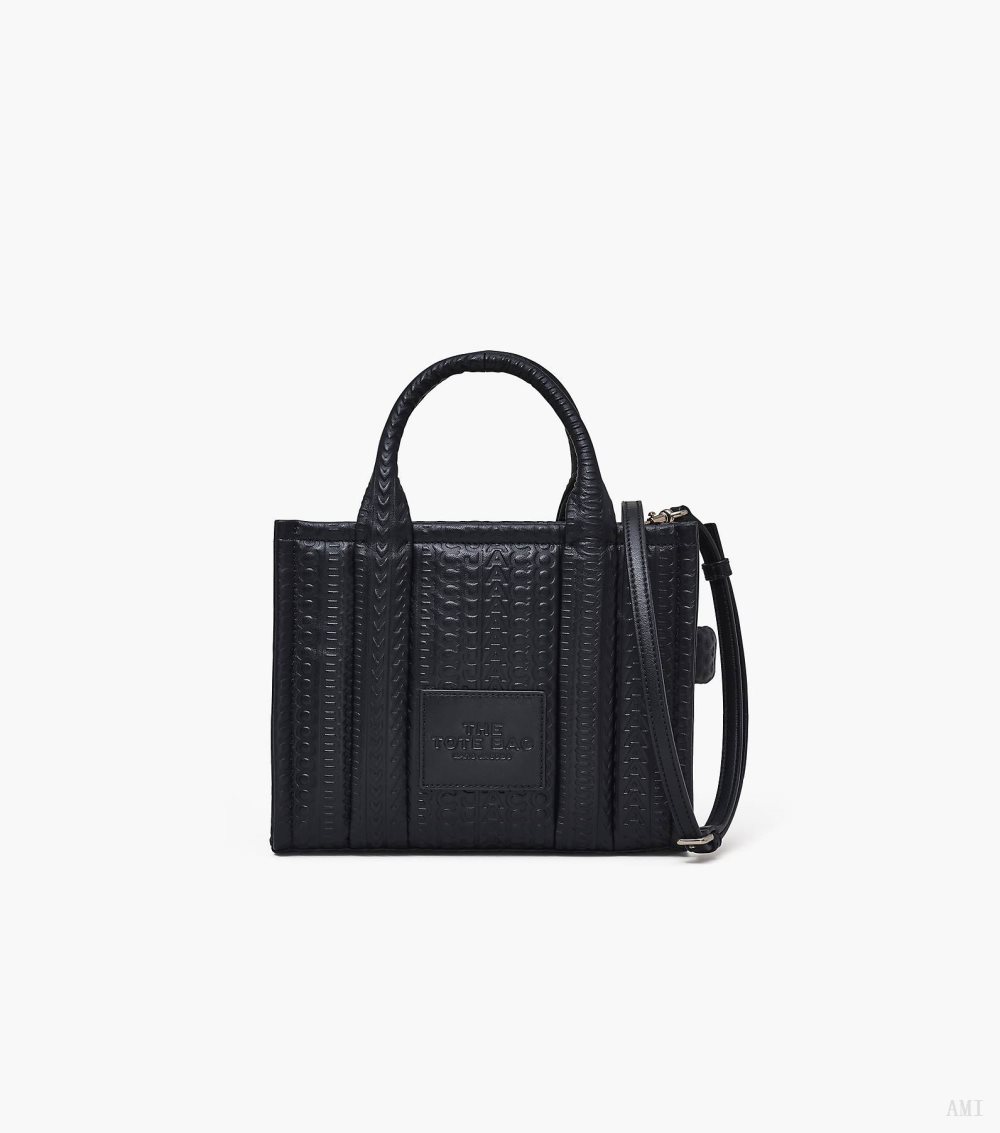 The Monogram Debossed Small Tote Bag - Black