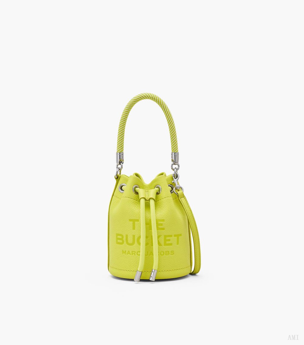 The Leather Mini Bucket Bag - Limoncello