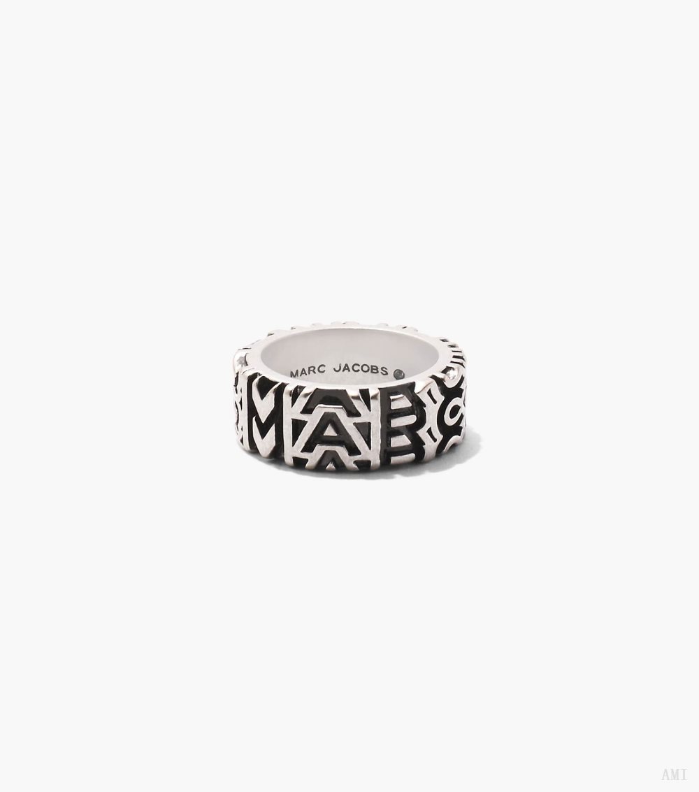 The Monogram Engraved Ring - Aged Silver