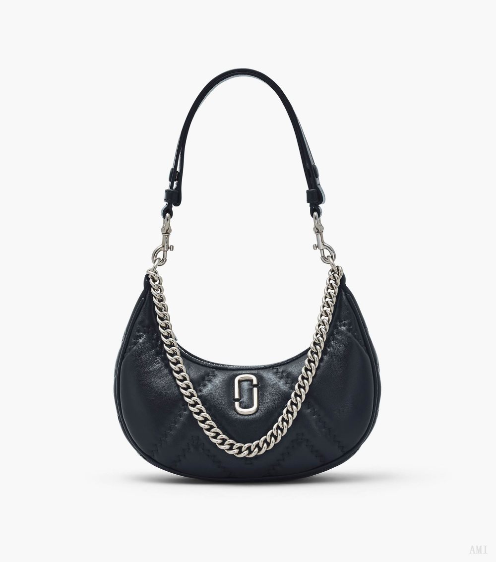 The Quilted Leather Curve Bag - Black