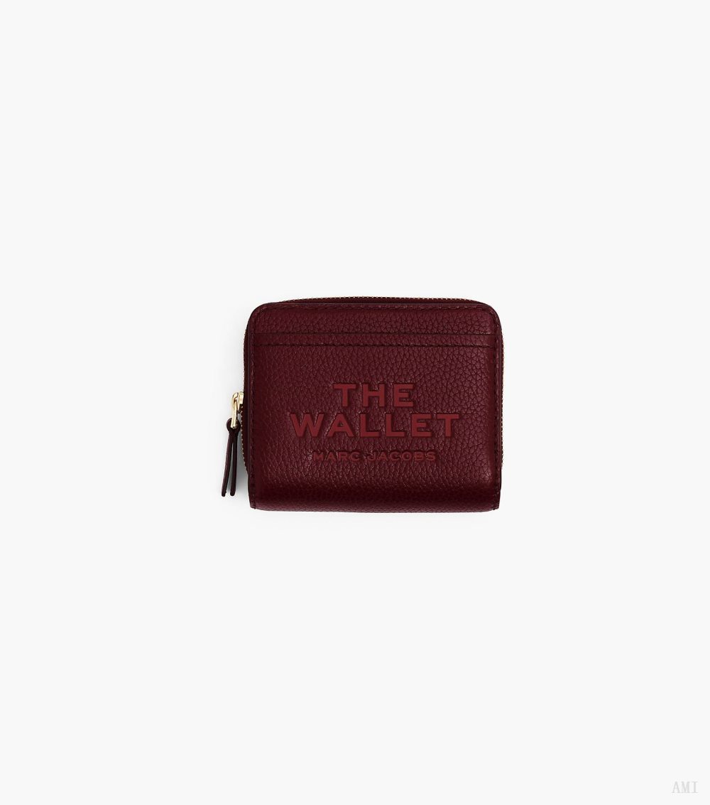 The Leather Mini Compact Wallet - Cherry