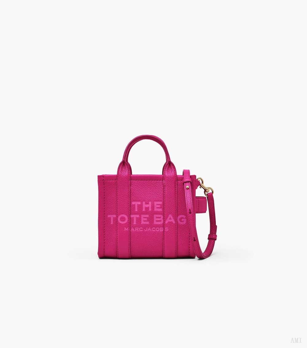 The Leather Mini Tote Bag - Lipstick Pink