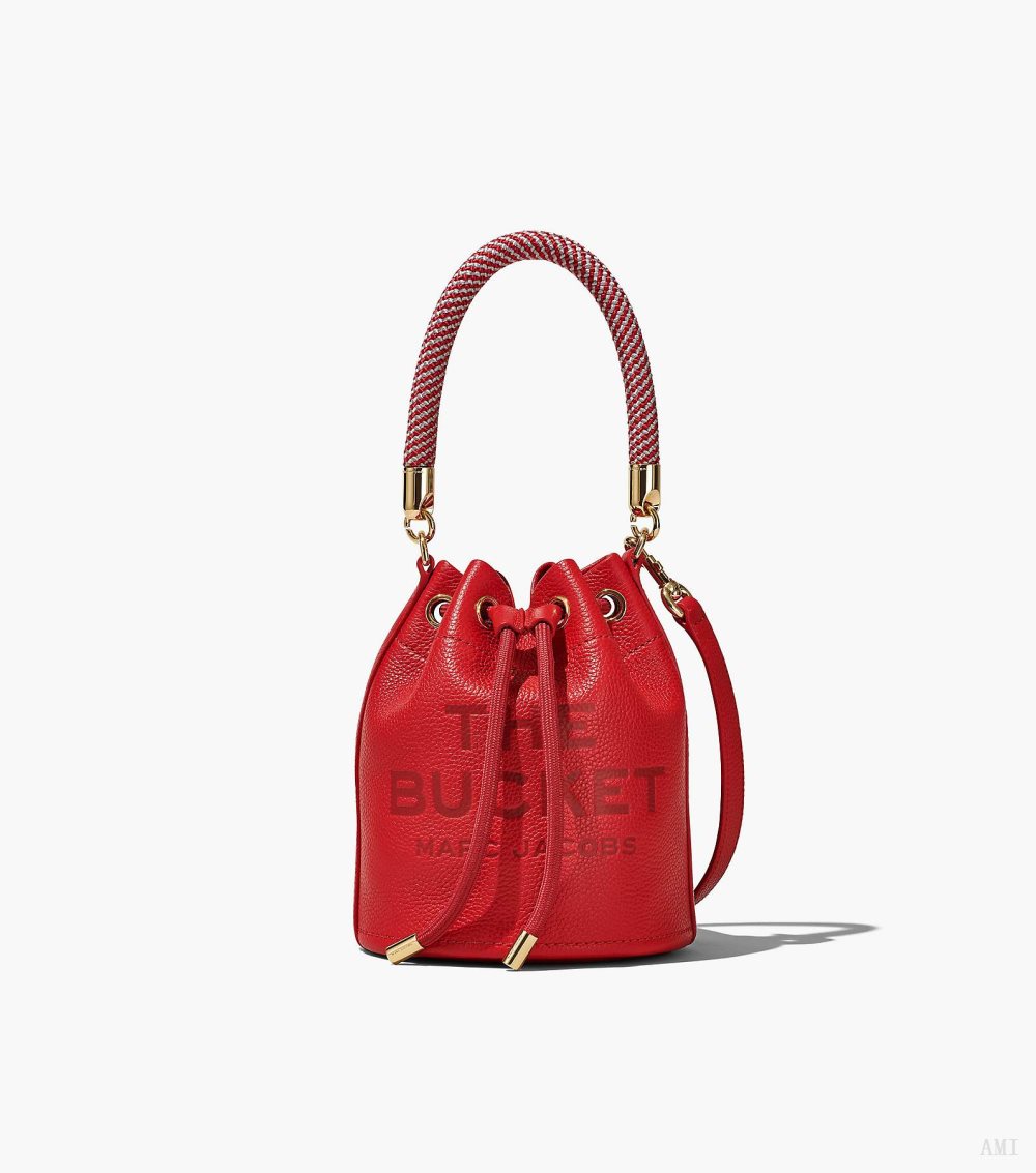 The Leather Bucket Bag - True Red