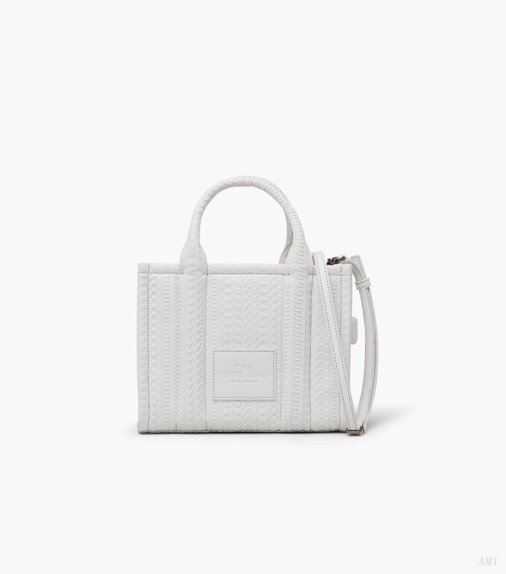 The Monogram Debossed Small Tote Bag - White