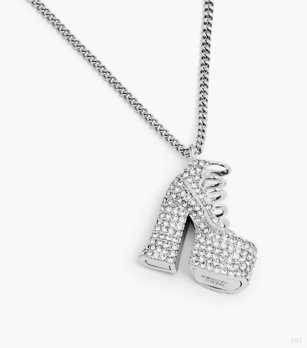 The Pave Kiki Boot Necklace - Silver/Crystal