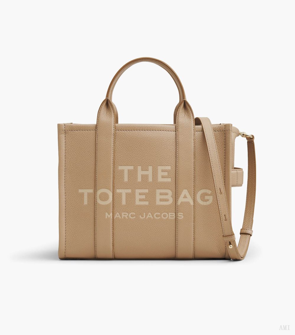 The Leather Medium Tote Bag - Camel