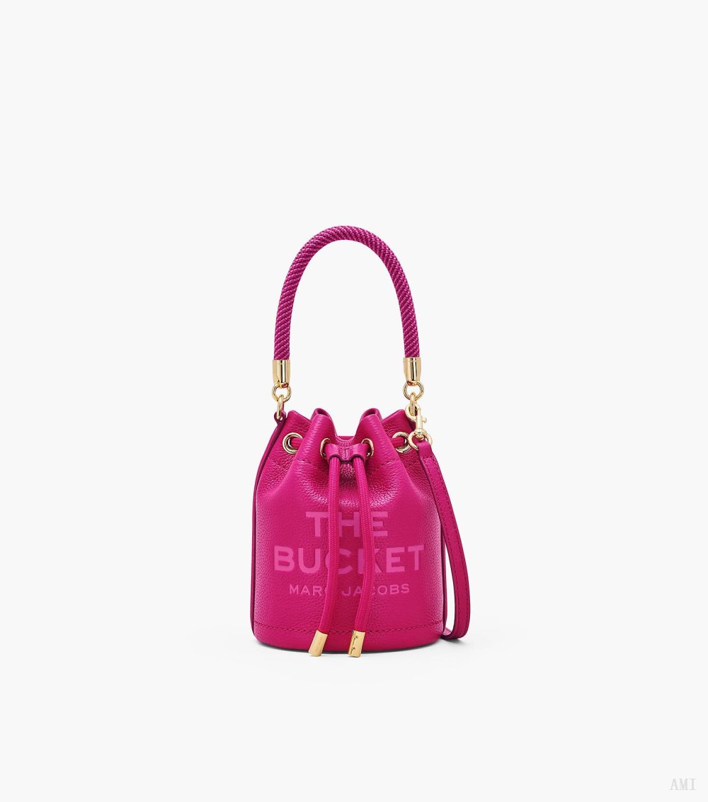 The Leather Mini Bucket Bag - Lipstick Pink