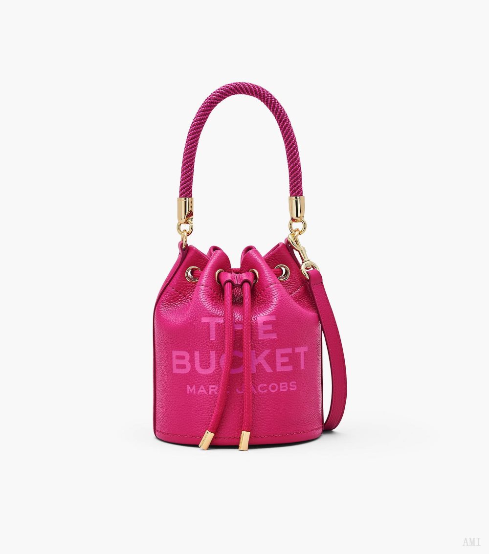 The Leather Bucket Bag - Lipstick Pink
