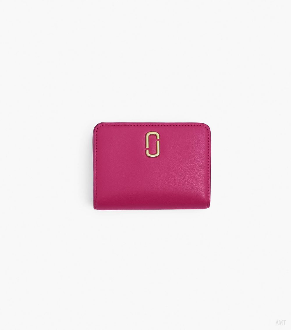 The J Marc Mini Compact Wallet - Lipstick Pink