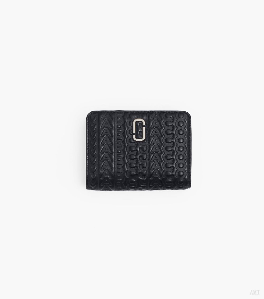 The Monogram Debossed J Marc Mini Compact Wallet - Black