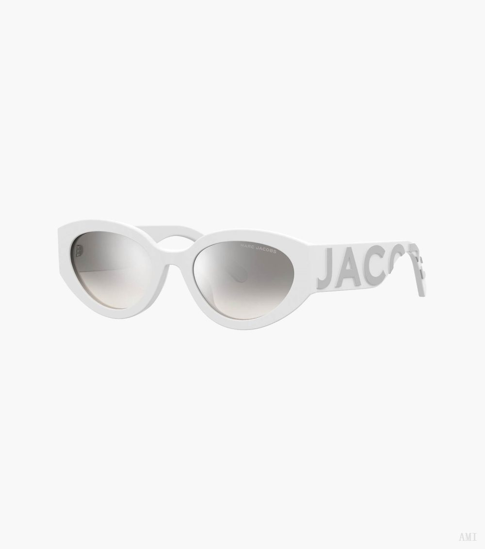 The Oval Mirrored Sunglasses - White/Grey