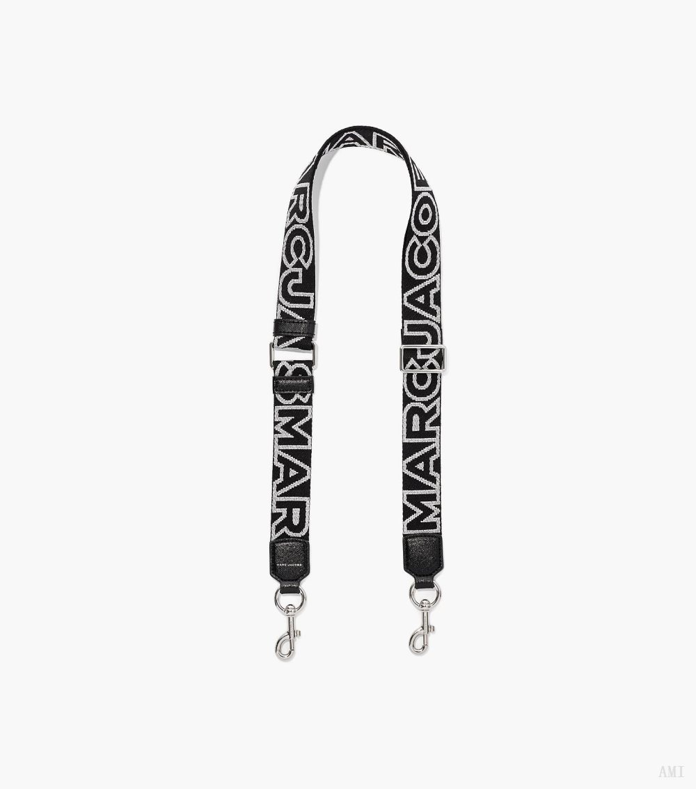 The Thin Outline Logo Webbing Strap - Black/Silver