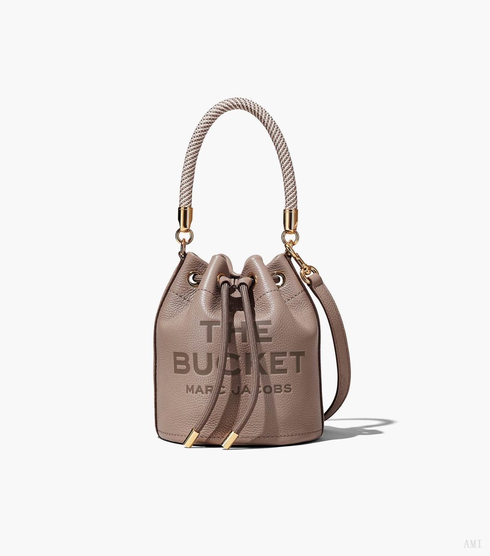 The Leather Bucket Bag - Cement