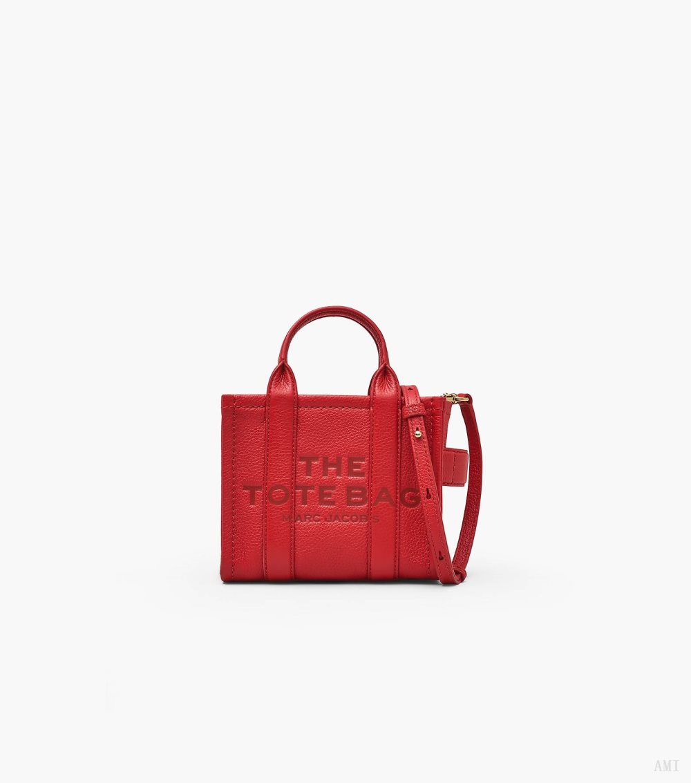 The Leather Mini Tote Bag - True Red