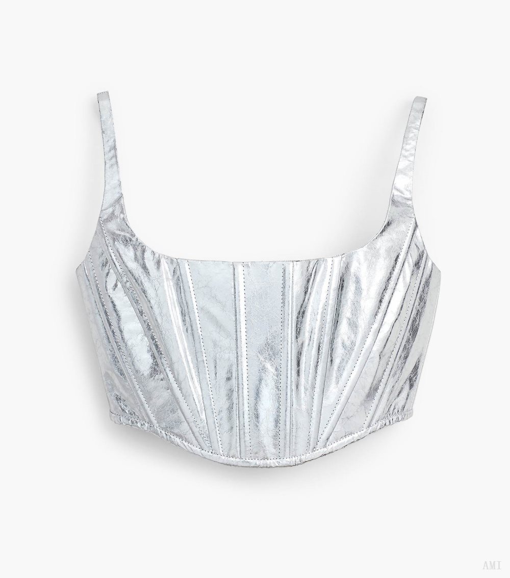 The Leather Bustier - Silver