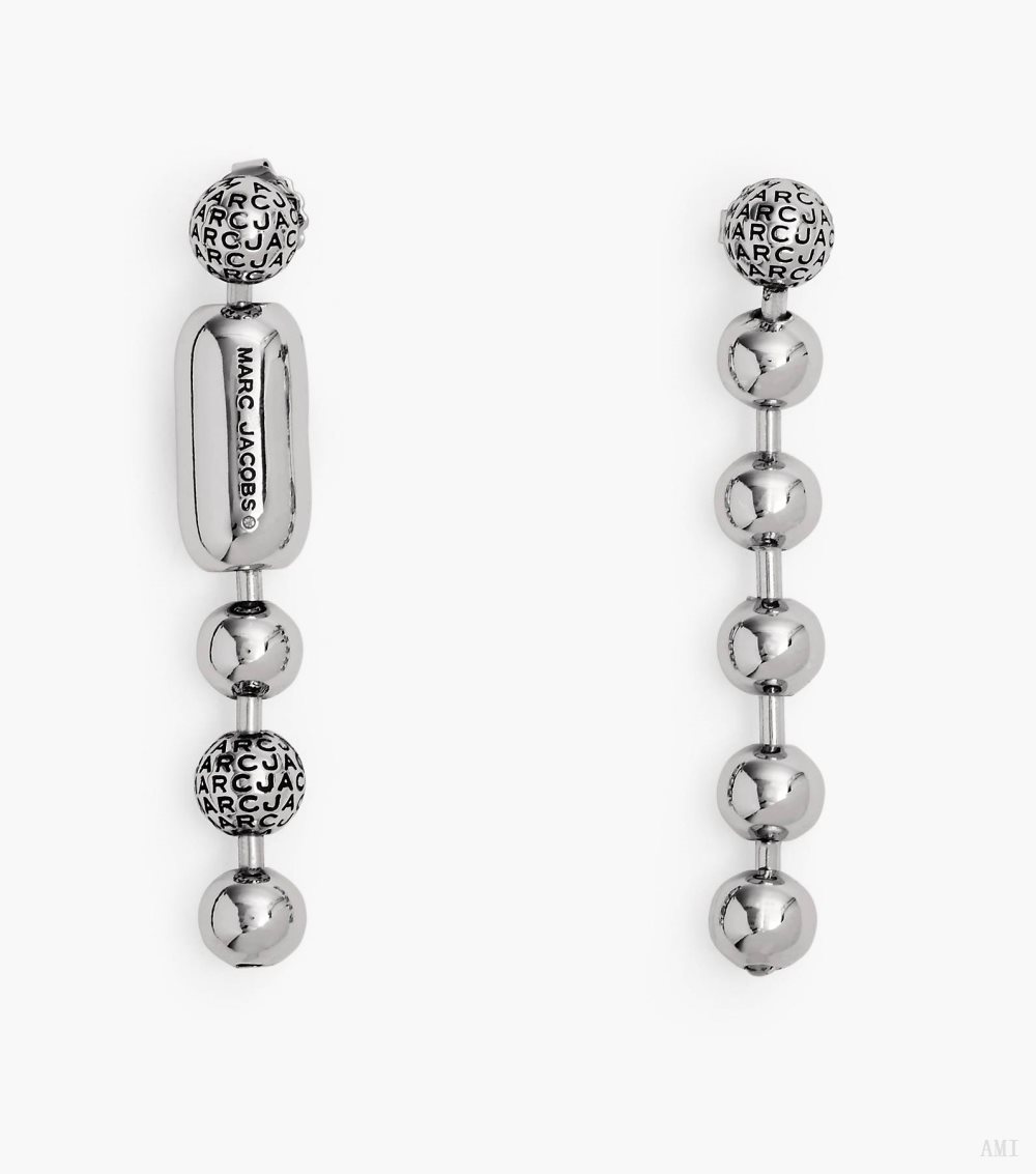 The Monogram Ball Chain Earrings - Light Antique Silver