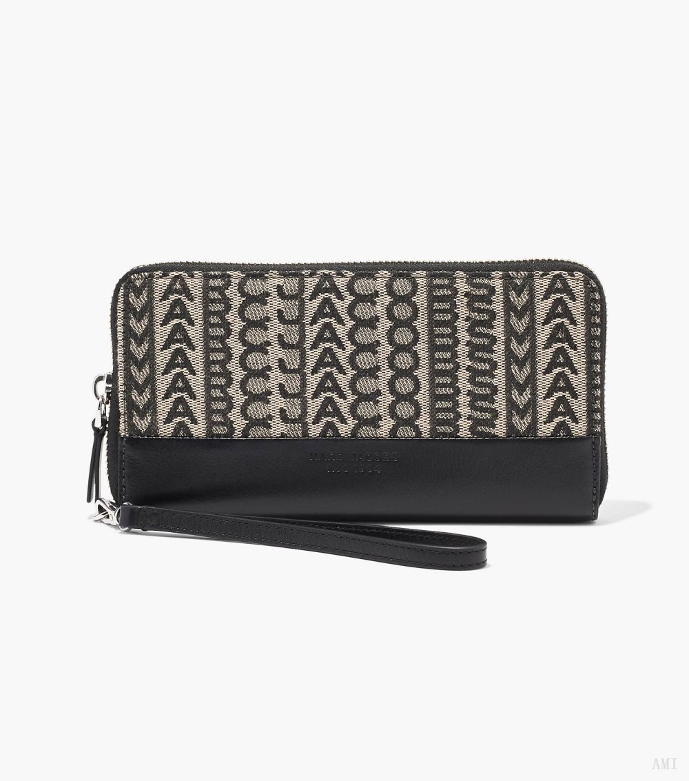 The Monogram Jacquard Continental Wristlet Wallet - Beige Multi