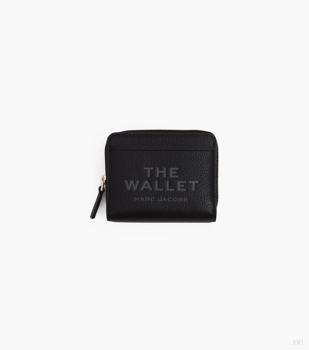 The Leather Mini Compact Wallet - Black