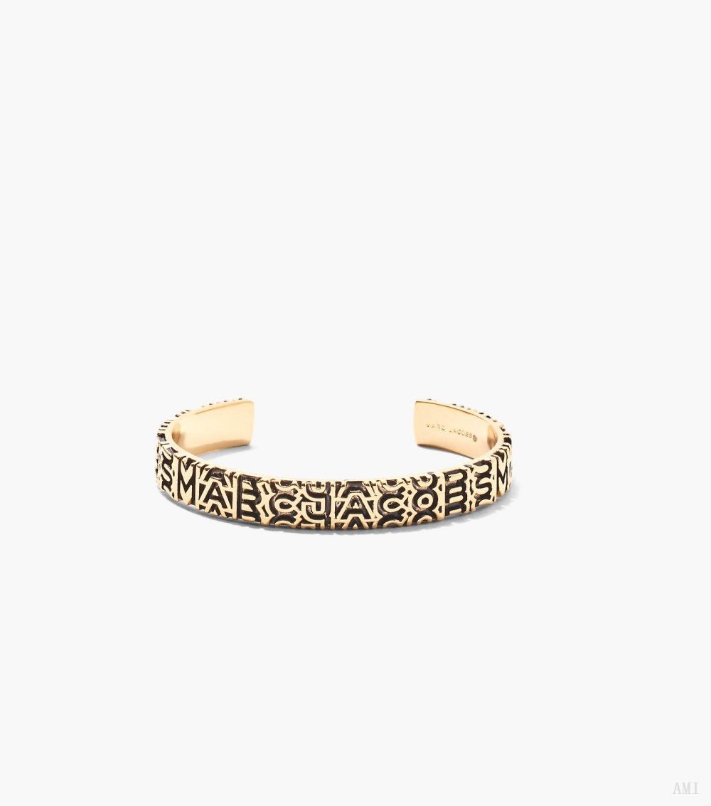 The Monogram Engraved Bracelet - Aged Gold