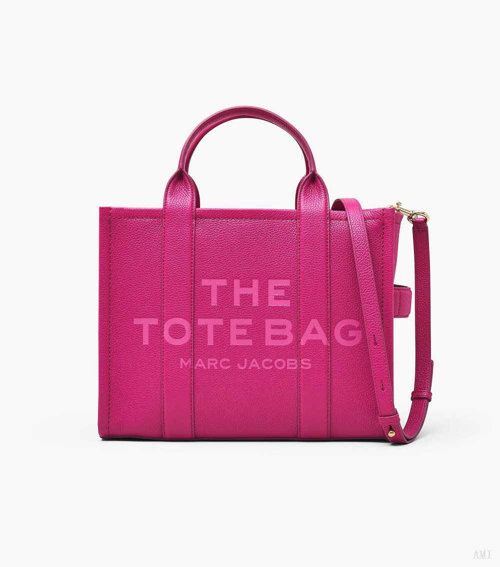 The Leather Medium Tote Bag - Lipstick Pink