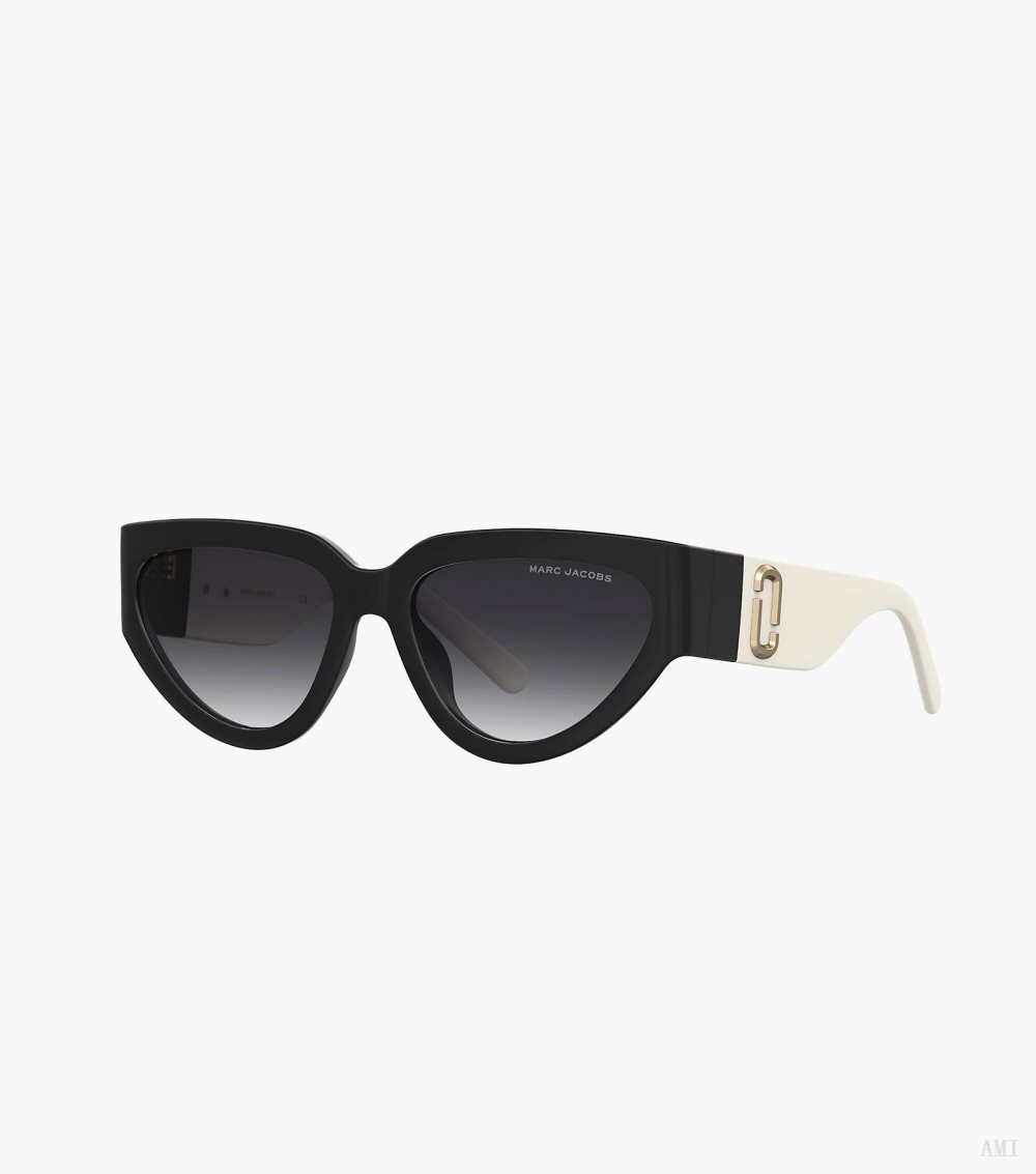 The J Marc Cat Eye Sunglasses - Black/White