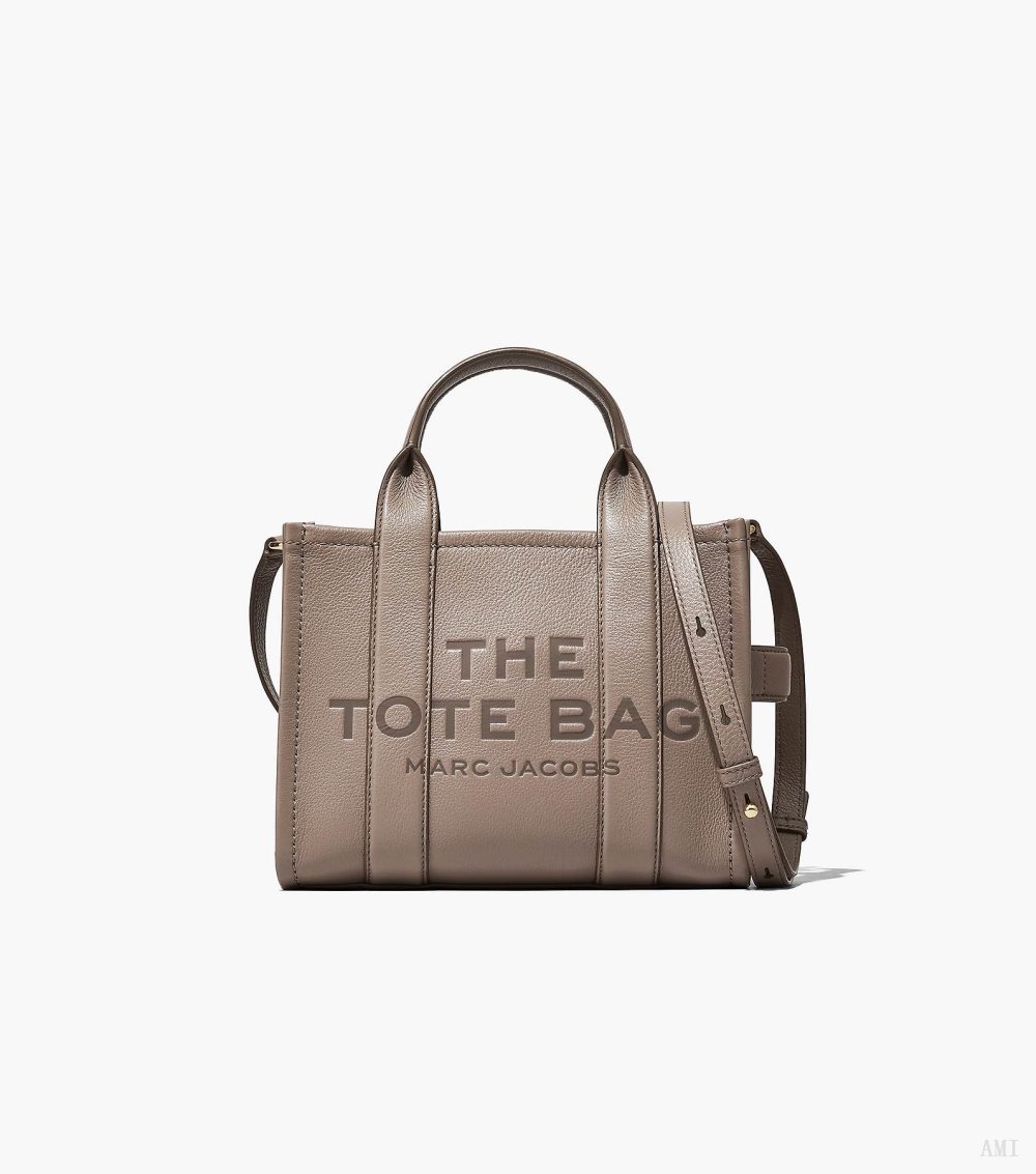 The Leather Small Tote Bag - Cement