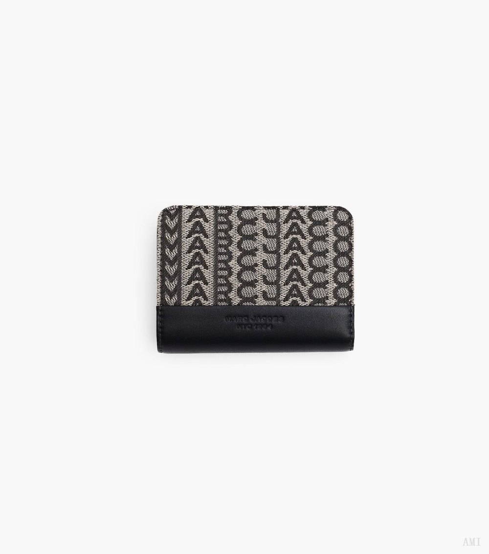 The Monogram Jacquard Mini Compact Wallet - Beige Multi