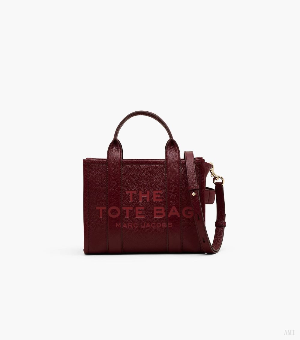 The Leather Small Tote Bag - Cherry