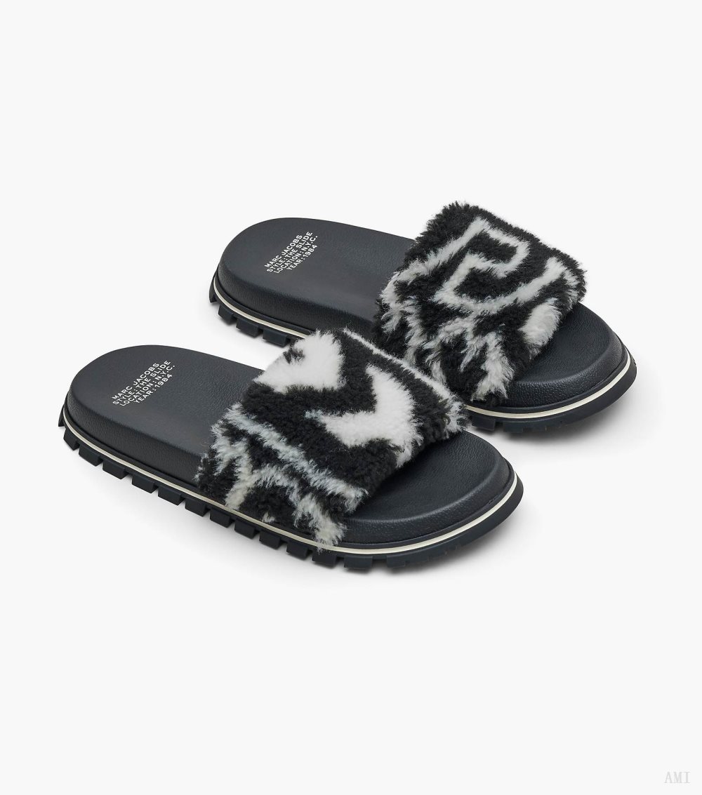 The Monogram Teddy Slide - Black/Ivory