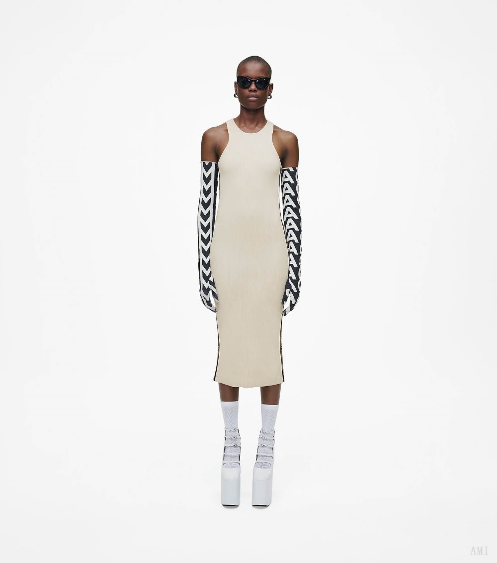 The Logo Racer Dress - Ivory/Black